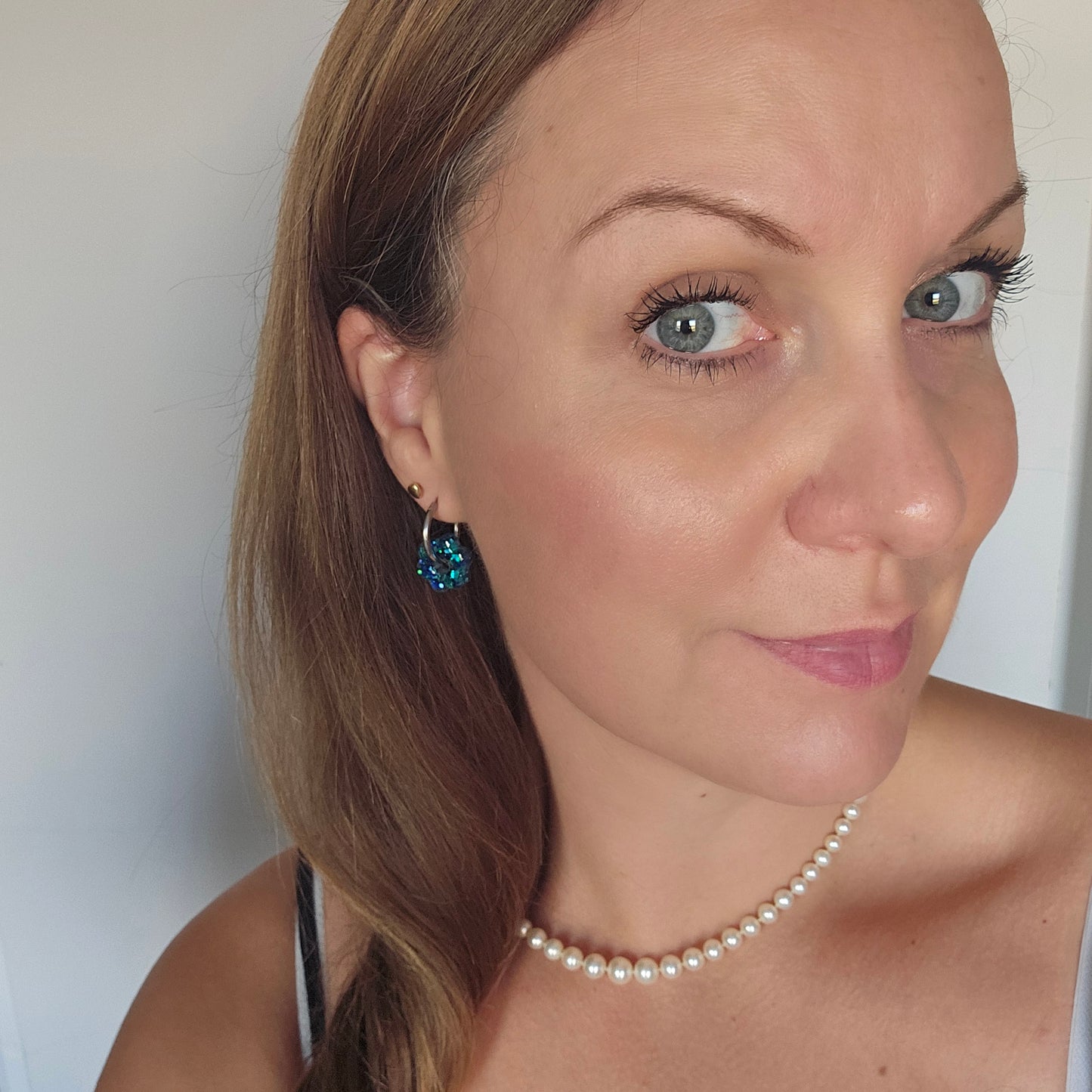 Boucles en résine | Mini Fleurs Turquoise