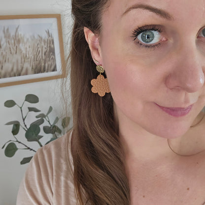 Boucles en Cuir | Fleurs Marron
