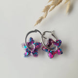 Boucles en résine | Fleurs de Tiaré Rose & Bleu