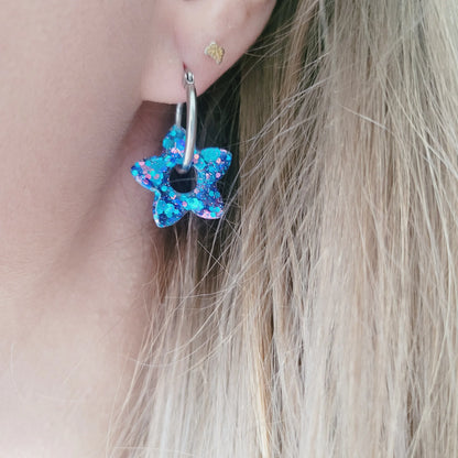Boucles en résine | Fleurs de Tiaré Bleu - L'Atelier de MyMy