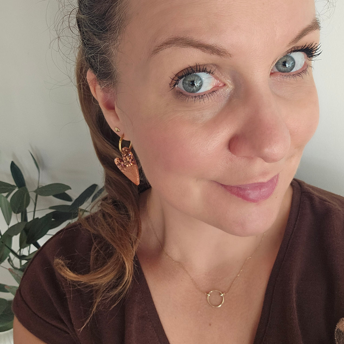 Boucles en résine | Coeur Marron