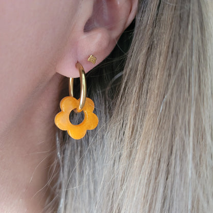 Boucles en résine | Fleurs Nacrées Orange - L'Atelier de MyMy