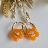 Boucles en résine | Fleurs Nacrées Orange