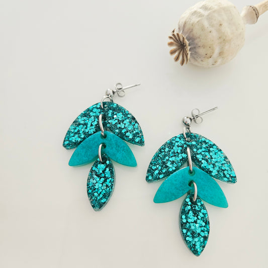 Boucles en résine | Trio Turquoise