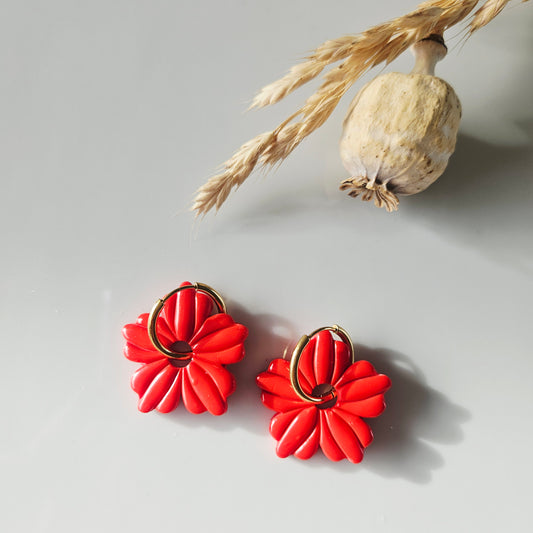 Boucles argile polymère | Soléa rouge