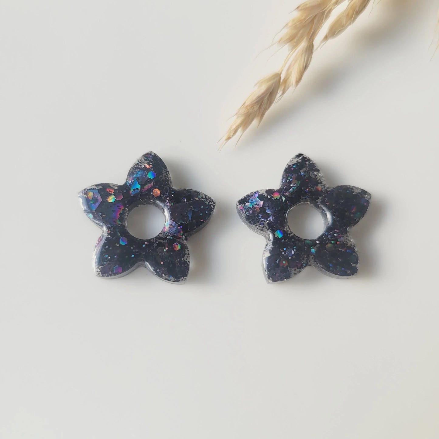 Boucles en résine | Fleurs de Tiaré Noir - L'Atelier de MyMy