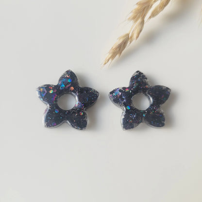 Boucles en résine | Fleurs de Tiaré Noir - L'Atelier de MyMy