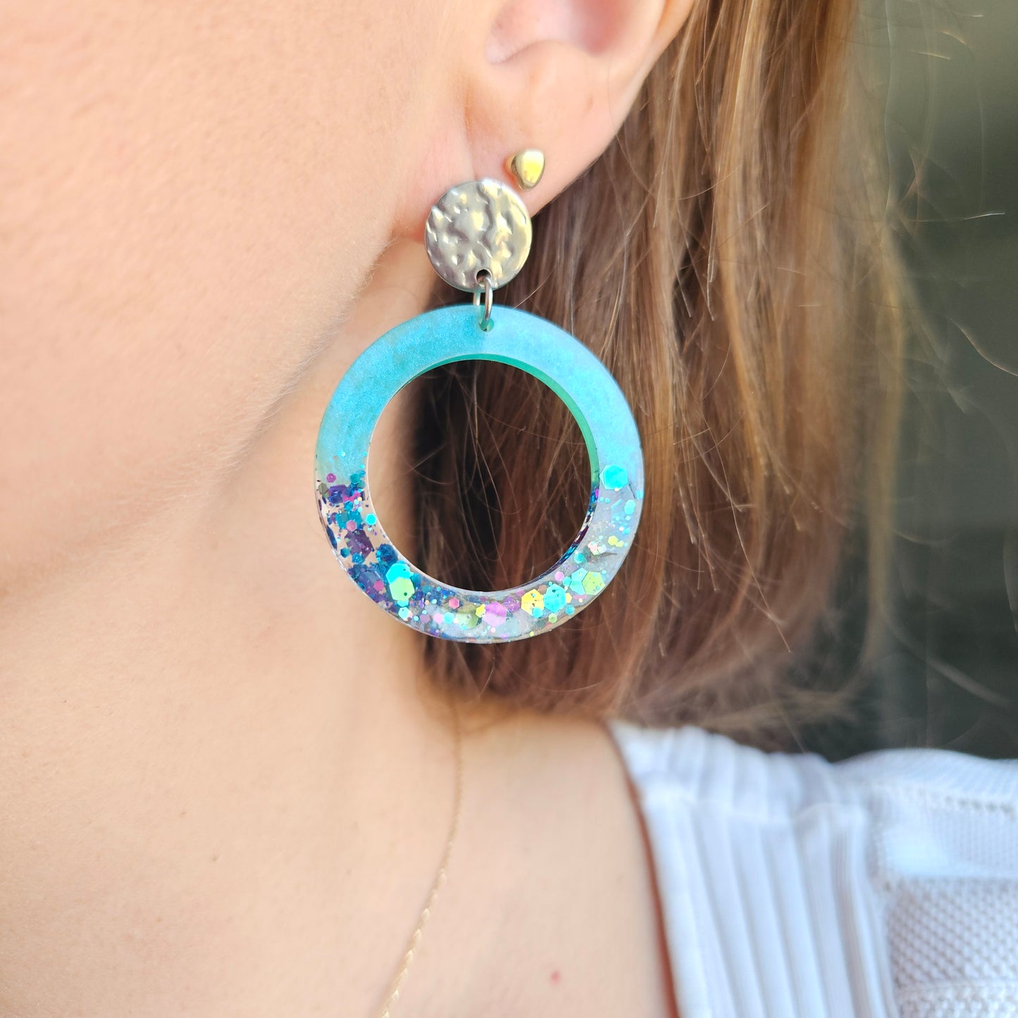Boucles en résine | Cosmos Turquoise