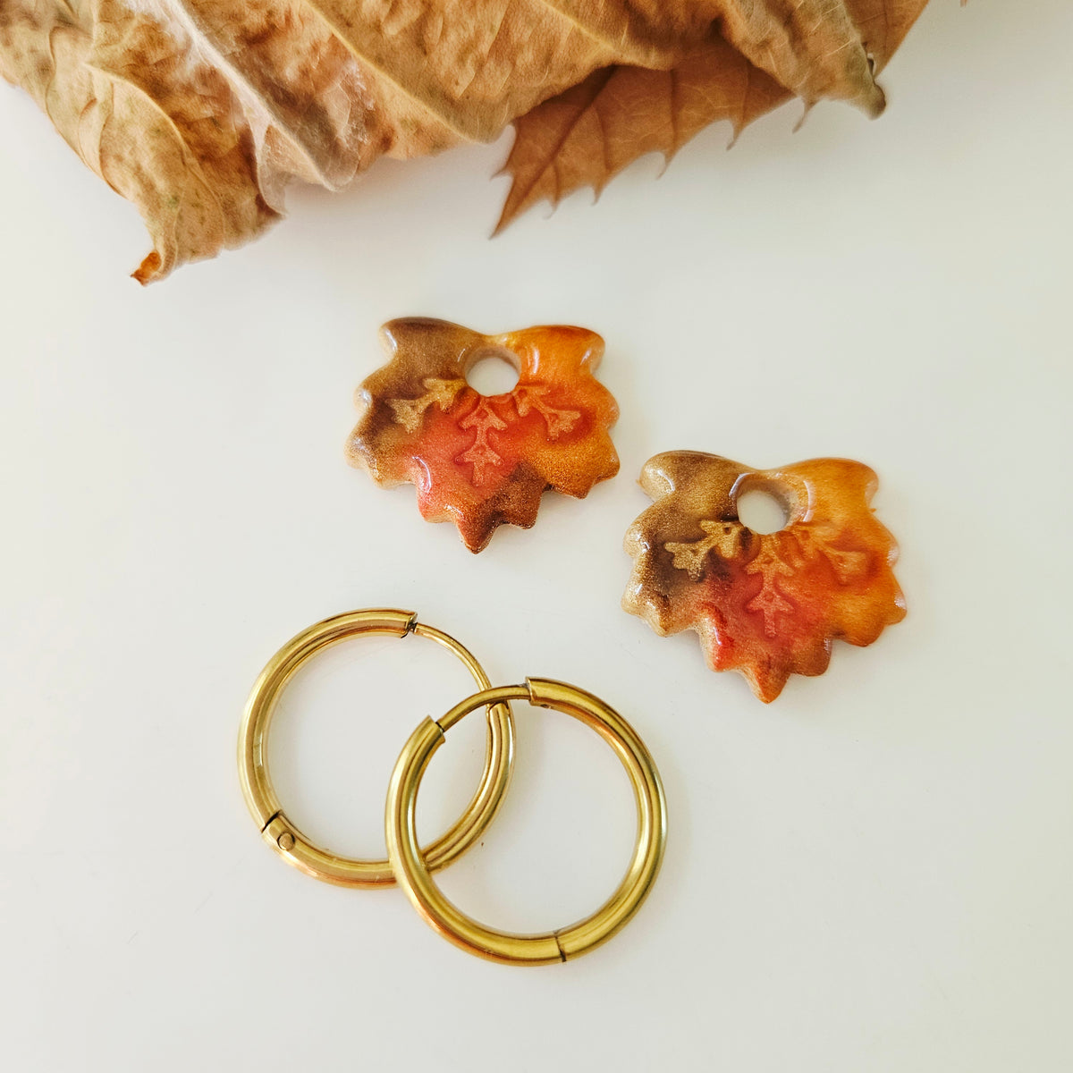 Boucles argile polymère | Feuilles d'automne