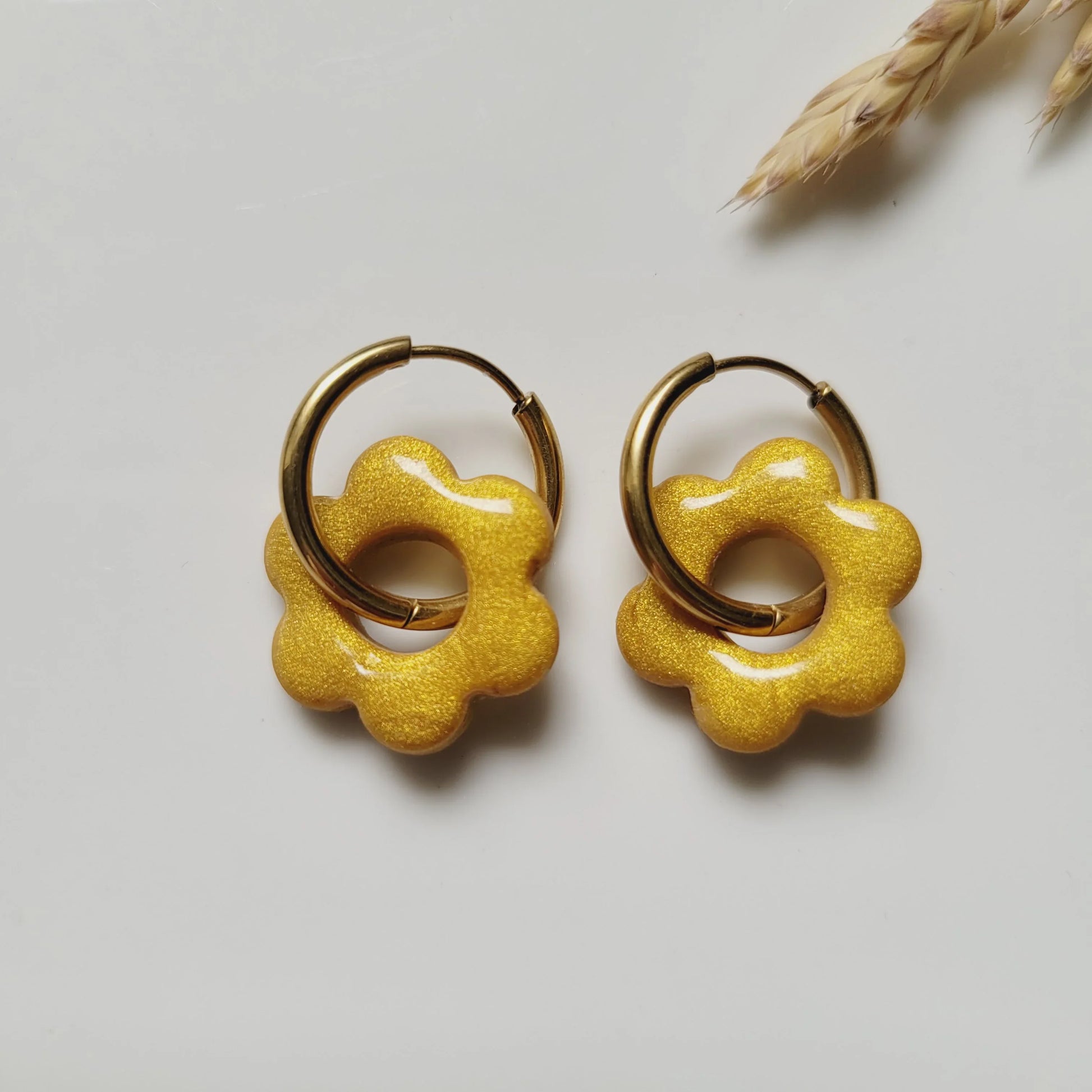 Boucles argile polymère | Pampilles Floréa Or - L'Atelier de MyMy