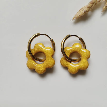 Boucles argile polymère | Pampilles Floréa Or - L'Atelier de MyMy