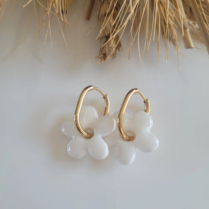Boucles argile polymère | Pampilles blanches - L'Atelier de MyMy
