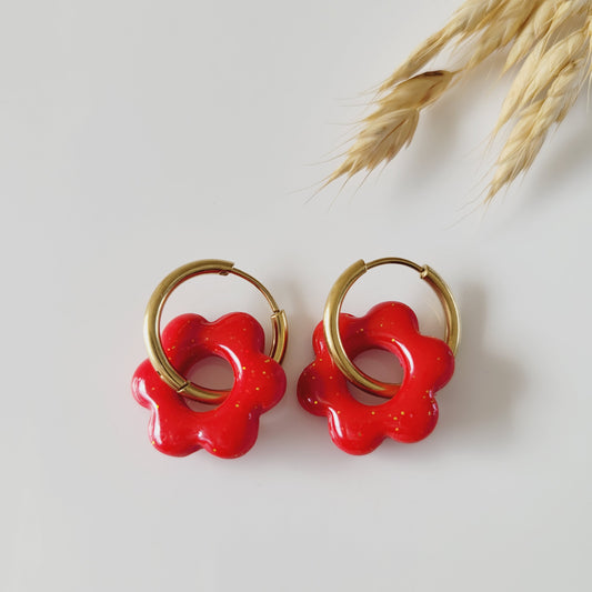 Boucles argile polymère | Pampilles Floréa Rouge