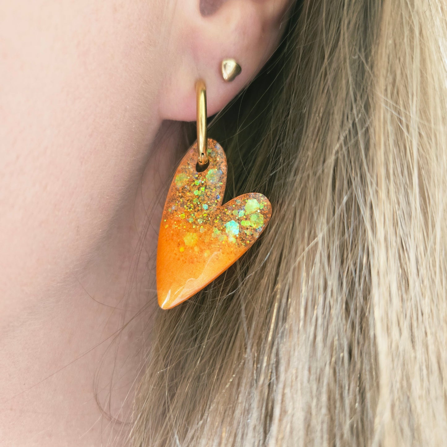 Boucles en résine | Coeur Orange