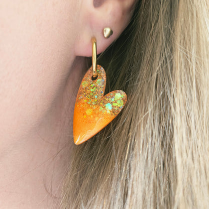 Boucles en résine | Coeur Orange
