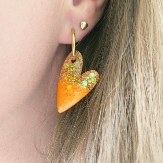 Boucles en résine | Coeur Orange