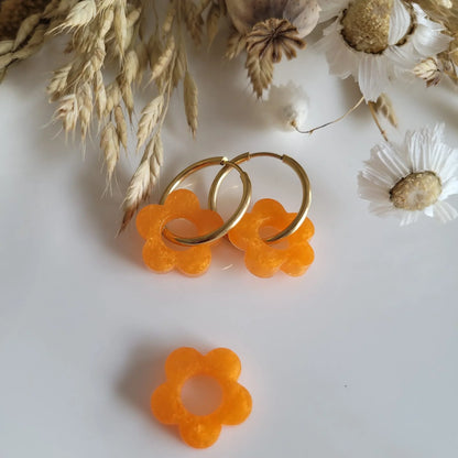 Boucles en résine | Fleurs Nacrées Orange - L'Atelier de MyMy