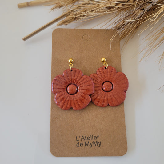 .Boucles argile polymère | Flower Power Cuivré