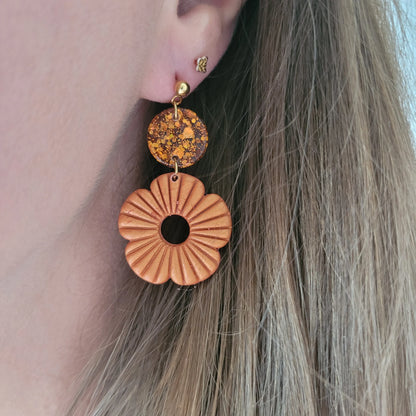 Boucles Duo Résine & Polymère | FloWer Cuivre - L'Atelier de MyMy