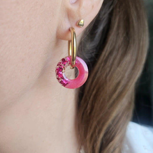 Boucles en résine | Donuts Framboise