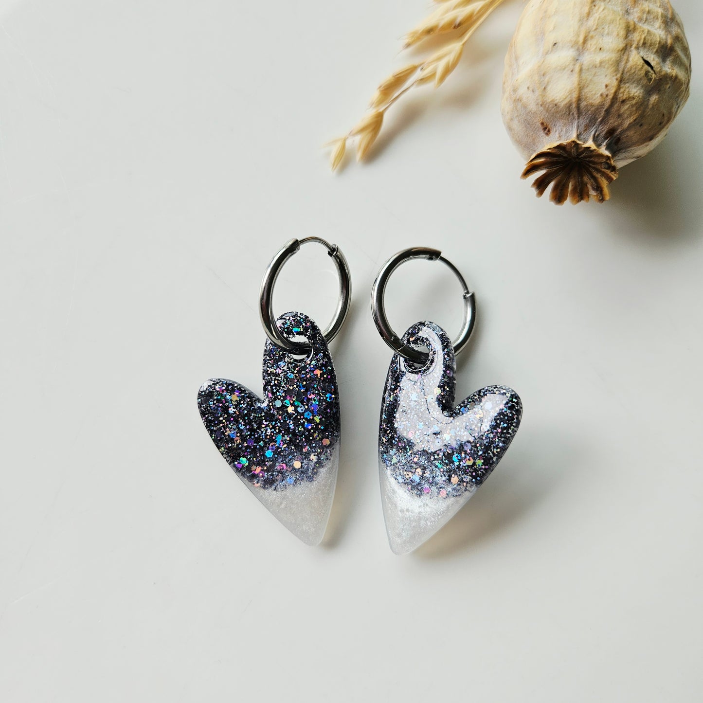 Boucles en résine | Coeur Noir