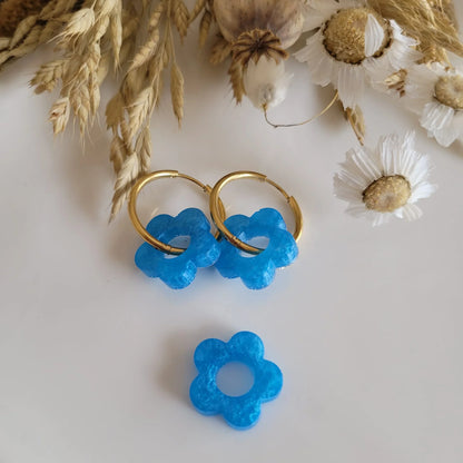 Boucles en résine | Fleurs Nacrées Bleu - L'Atelier de MyMy