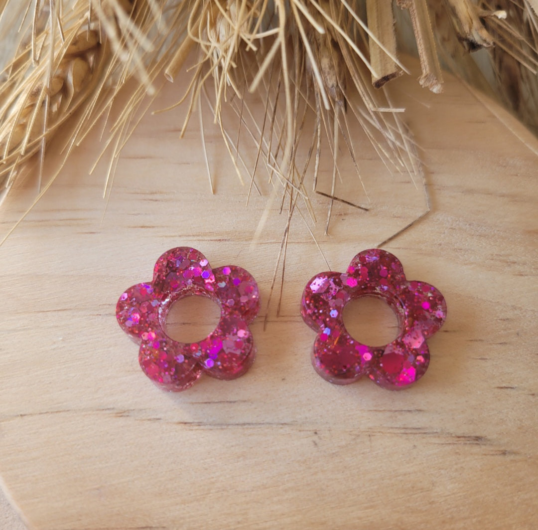 ..Boucles en résine  | Fleurs interchangeables sans attaches  ~ Au choix ~