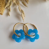 Boucles en résine | Fleurs Nacrées Bleu