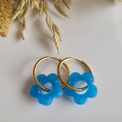 Boucles en résine | Fleurs Nacrées interchangeables ~ Au choix ~