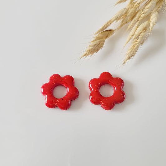 Boucles argile polymère | Pampilles Floréa Rouge