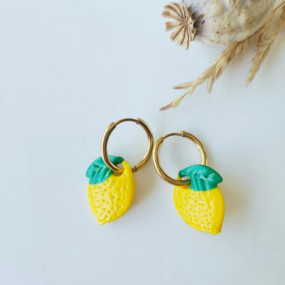 Boucles argile polymère | Citron