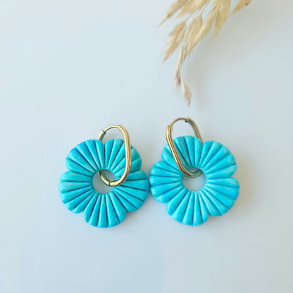Polymer clay earrings | Lagoon Blue FloWer