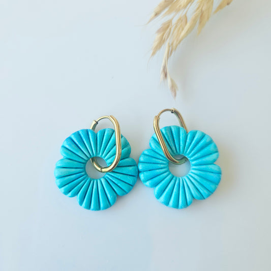 Boucles argile polymère | FloWer Bleu Lagon