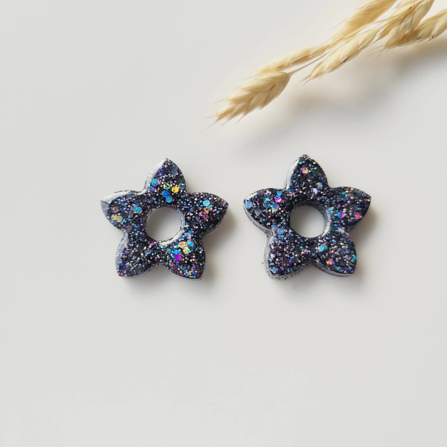 Boucles en résine | Fleurs de Tiaré Métallisées - L'Atelier de MyMy