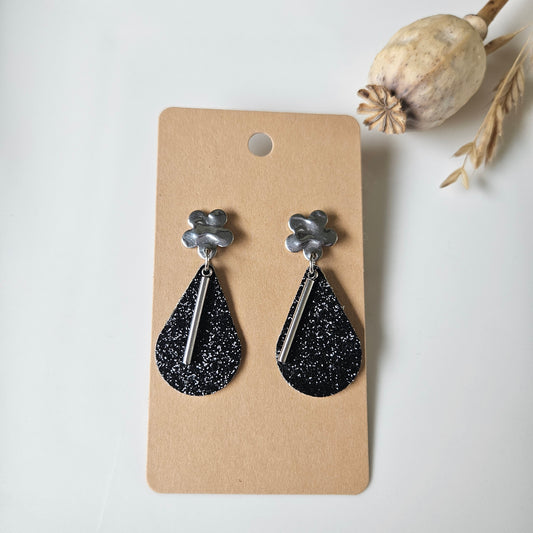 Boucles en Cuir | Gouttes Noir