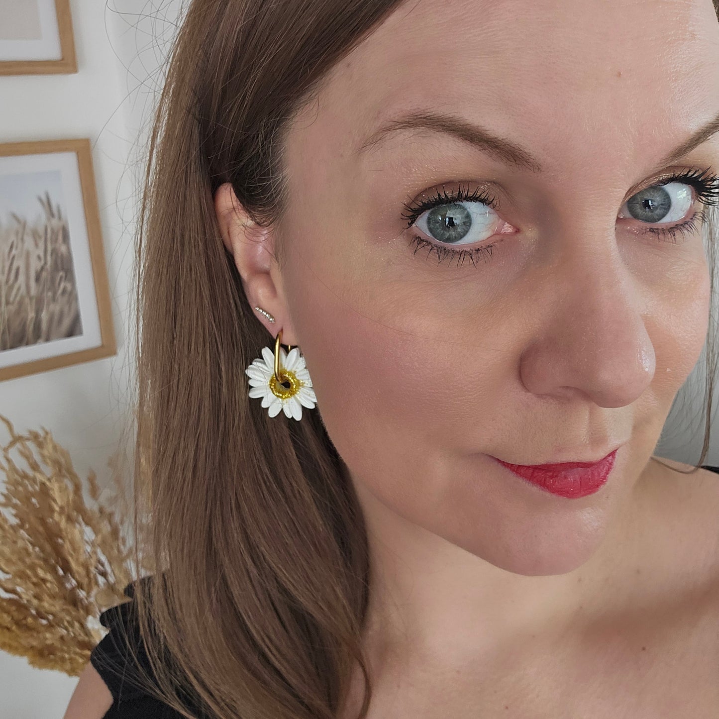 Boucles argile polymère | Pâquerettes Pailletées