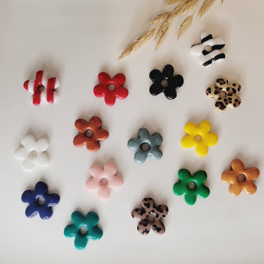Boucles argile polymère | Pampilles Fleurs interchangeables sans attaches ~ Au choix ~