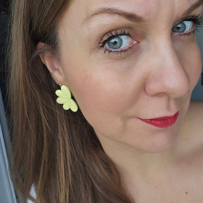 Boucles argile polymère | Céleste Jaune Pastel