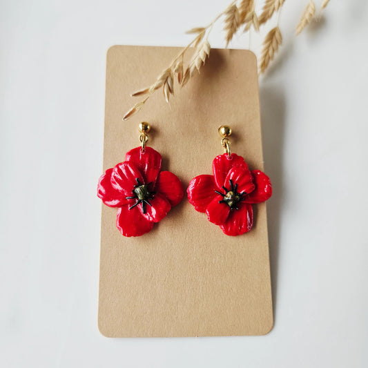 Boucles argile polymère | Coquelicots