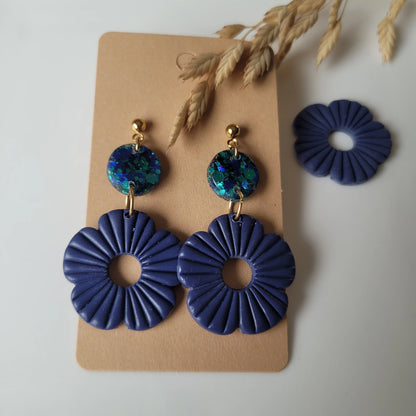 Boucles Duo Résine & Polymère | FloWer Bleu - L'Atelier de MyMy