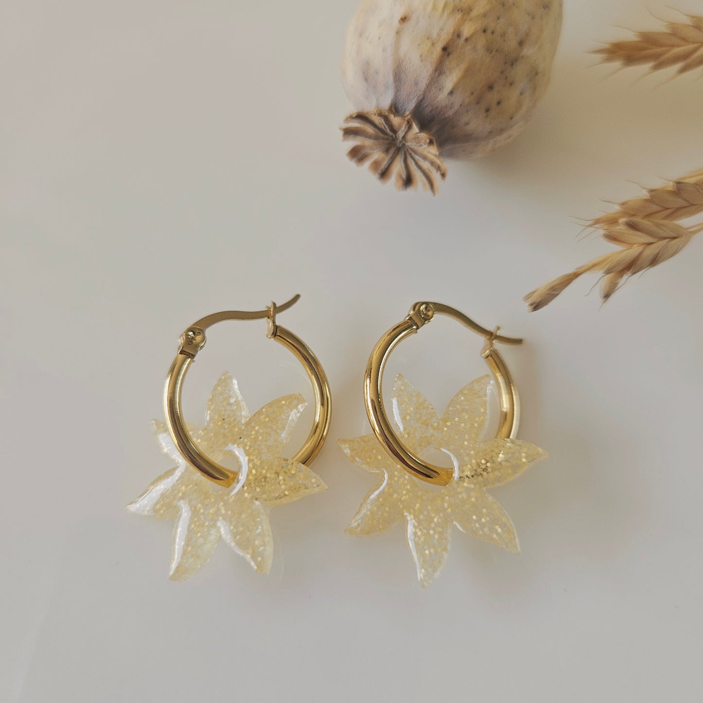 Boucles en résine | Soleil jaune