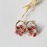 Boucles en résine | Fleurs Rouge et Argent