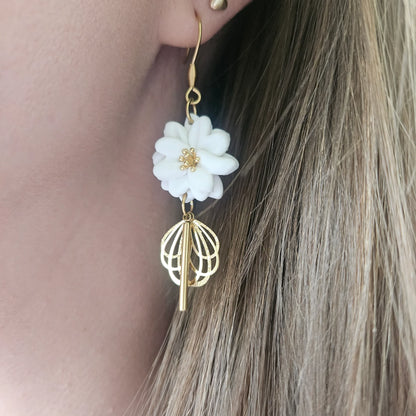 Polymer clay earrings | Rosea White
