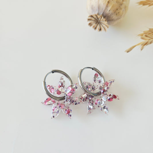 Boucles en résine | Soleil Rose,Argent
