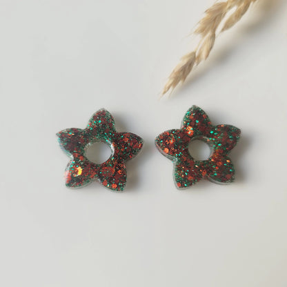 Boucles en résine | Fleurs de Tiaré Rouge & Vert - L'Atelier de MyMy