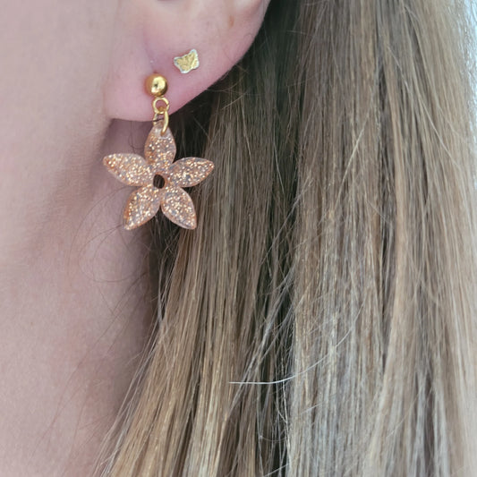 Boucles en résine | Fleurs de Jasmin Abricot - L'Atelier de MyMy