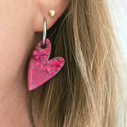 Boucles en résine | Coeur Rose