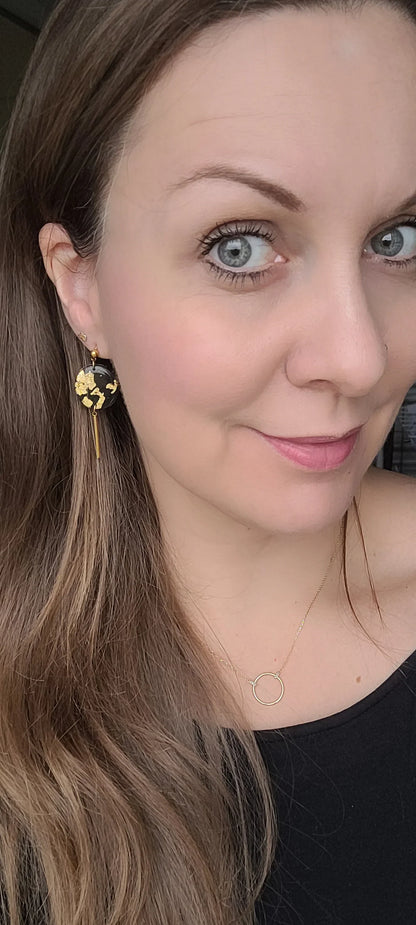 Boucles argile polymère | Cosmo Noir pailletée