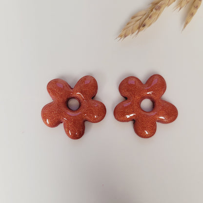 Boucles argile polymère | Pampilles Fleurs interchangeables sans attaches ~ Au choix ~