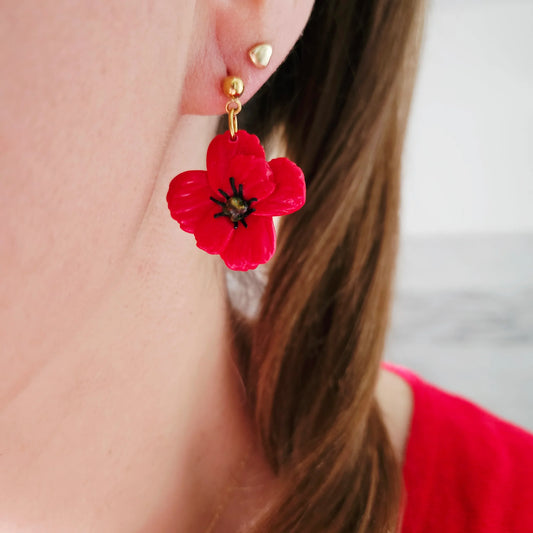 Boucles argile polymère | Coquelicots